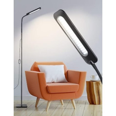 ALongDeng LED Floor Lamp, Bright Floor Lamps for Living Room, Dimmable Reading Floor Light, Flexible Gooseneck Height Adjustable Black Lamp for Bedroom Chair, Round Base