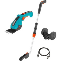 Gardena ComfortCut Li 9889-20 Cordless Grass Shears Set Lawn Edging Shears and Telescopic Handle with Wheels, Angled Comfort Handle with LED Display, Blade Change without Tools