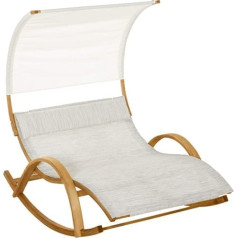 Outsunny dubultā sauļošanās krēsls ar jumtu, priežu pelēks un balts, 190 x 135 x 185 cm