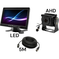 Nvox 7 collu LCD automašīnas monitors 12/24v kabelis 5m un atpakaļskata kamera 4pin ahd komplekts