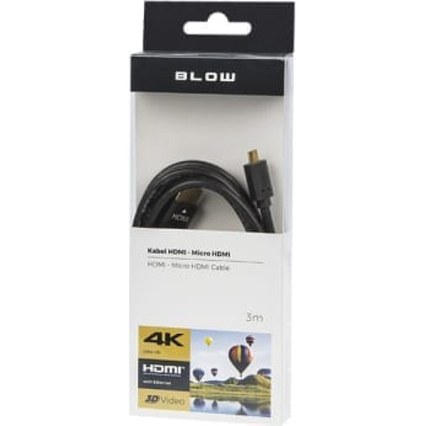 Blow 92-673# Savienotājs hdmi-micro hdmi profesija.4k 1.5m