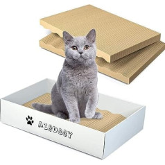 Aibuddy Cat Scratching Board with Catnip, Set of 3 Recyclable Scratching Pad Lounge Scratching Furniture, Quality Cardboard, 44 x 28 x 10 cm