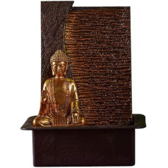 Zen'Light - Indoor Fountain Buddha Jati Removable with Yellow LED Headband - Zen Decor Ideal for Meditation and Relaxation - Quiet Water Pump - Lucky Fountain with Closed Circle - Height 40 cm