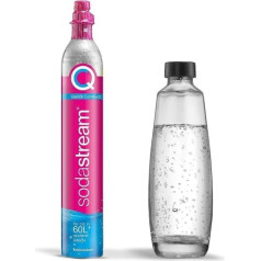 SodaStream QC rezerves pakotne ar 1x Quick Connect CO2 cilindru (Ieguve: 60 L) un 1 x 1,0 L stikla pudeli, rozā, 27,5 x 16 x 44 cm