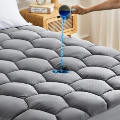 SONIVE Matratzenauflage, wasserdicht, ultra-flauschig, weich, atmungsaktiv, geräuschlos, passgenau, Matratzenschutz, Premuim-Alternative Füllung Topper für King-Size-Bett, Grau 150 x 200 cm