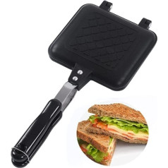 Sandwich Pan Breakfast Double-Sided Roasting with Flat Base, Non-Stick Coating, Pattern Grid, Panini Maker, Press, Toastie, Toasty Sandwich, Camping Toaster, Roasted and Grilled