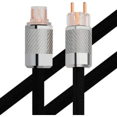 Audiophile EU Version Power Cable Braided Power Cord with Gold Plated Connectors for Subwoofer, Amplifier, DV/AV (1.5 m/5.0 ft)