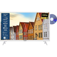 TELEFUNKEN XF32SN550SD-W 32 collu televizors/viedtelevizors (Full HD, HDR, trīskāršs uztvērējs, DVD atskaņotājs) — iekļauts 6 mēnešu HD+ [2023].