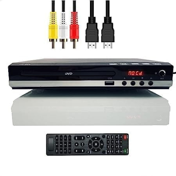 DVD atskaņotājs televizoram, DVD atskaņotājs ar HDMI/AV izejām, DVD atskaņotājs visiem reģioniem, atbalsta 1080P Full HD USB multivides atskaņotāja funkcijas mājām, tālvadības pults