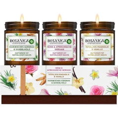 Botanica by Air Wick aromātisko sveču dāvanu komplekts - 3 dažādi aromāti - līdz 40 stundām vienai svecei - 3 x burciņas sveces - skaistā dāvanu kastītē - ar dabīgām sastāvdaļām