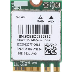 ASHATA WLAN tīkla karte, Killer 1535AC divjoslu 2.4GHz+5GHz 802.11ac NGFF M.2 adapteris, ātrdarbīgs 867Mbps Bluetooth 4.1 bezvadu tīkla karte Bezvadu WiFi karte Acer/Sony/Toshiba/Asus