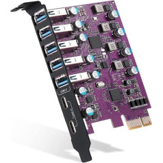 YEELIYA PCI-E uz USB 3.0 kartes 7 ports (2 x USB C, 5 x USB A), PCI Express USB karte, PCIE paplašināšanas kartes iekšējā USB centrmezgla pārveidotājs galddatoram operētājsistēmai Windows 10/8/7/XP Mac OS