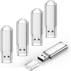 8 GB USB Sticks, Pack of 5 Mini Memory Stick, Metal USB Flash Drive, 8 GB Memory Stick, Pendrives for Data Storage, Datarm Silver, Portable USB 2.0 Flash Drive for Conference