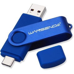 WANSENDA USB C zibatmiņa 128 GB USB C tipa zibatmiņas disks OTG USB 3.0 Dual Flash Drive 2 in-1 atmiņas karte planšetdatoram, personālajam datoram, MacBook, C tipa Android tālrunim (128 G, Navy)