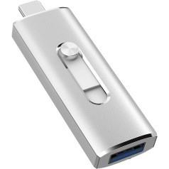 KOOTION USB Stick 128 GB Type C 3.1 OTG Memory Stick USB C Memory Stick 2-in-1 USB Dual Data Stick USB 3.1 up to 350 MB/s Flash Drive Type C USB Flash Drive for Type-C Mobile Phone Android/PC, 128G Silver