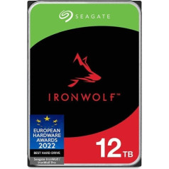 Seagate IronWolf 12TB iekšējais cietais disks, NAS HDD, 3,5 collas, 7200 apgr./min, CMR, 256 MB kešatmiņa, SATA 6 GB/s, sudraba krāsa, 3 gadu datu glābšanas dienests, FFP, modeļa Nr.: ST12000VNZ008