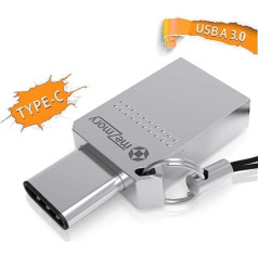 2 in 1 Dual USB 3.0 Flash Drive C * * Small Waterproof and extremely fast * Flash Drive Metal (Stainless Steel) * * IDEAL FOR * * Type C Key Charm on a Silver by meZmory USB A (Male), Silver 32GB