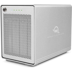 OWC Mercury Elite Pro Quad (0TB) — četru nodalījumu ārējās atmiņas korpuss un SoftRAID XT 2,5 collu un 3,5 collu SATA diskdziņiem