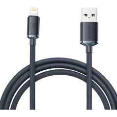 Kabeļa kabelis ātrai uzlādei un datu pārsūtīšanai USB Iphone Lightning 2.4A 2m melns