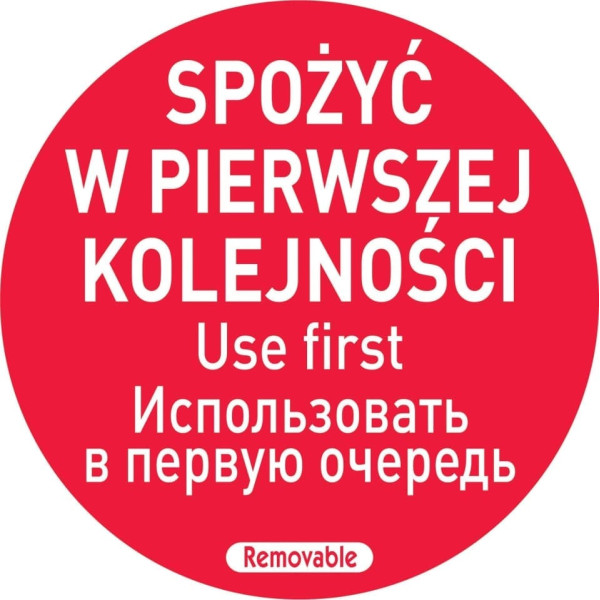 Vispirms jāēd pārtikas drošības uzlīmes PL RU EN 500 gab.Hendi 850152