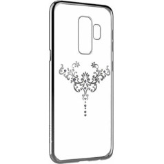 Devia Crystal Iris Aizmugurējais Silikona Apvalks ar Swarovski Kristaliem priekš Samsung G965 Galaxy S9 Plus Sudrabs