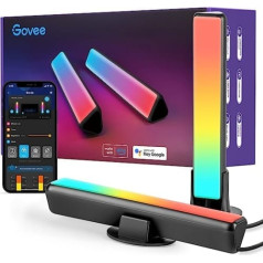 Govee Flow Plus viedā gaismas josla, spēļu lampa, darbojas ar Alexa un Google Assistant, RGBICWW, WiFi, LED, televizora fona apgaismojuma sinhronizācija ar mūziku, LED apkārtējā gaisma spēlēm, dators, televizors