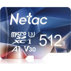 Netac 512GB Memory Card, Micro SD Card (A1, U1, C10, V10, FHD, 600X), TF Memory Card UHS-I up to 90/10 MB/s (R/W) for Cameras, Dash Cam, Switch and Smartphones