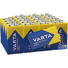 VARTA Industrial Pro akumulators 9V bloka sārma baterijas 6LR61 (iepakojumā 20), dizains var atšķirties