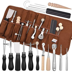 37 Pieces Leather Work Tools, Leather Craft Tools with Edge, Skiver, Sewing Tools for Hand Sewing, Groover, Skiving Tool and Leather Craft Tools for Beginners, Professionals for Adults