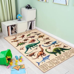 Booooom Jackson bērnu rotaļu paklājiņš dinozaurs 100 x 150 cm rāpojoša sega Bērnu istabas paklājs Dino rotaļu paklājiņš Mazgājams Dino motīvu paklājs īsas kaudzes krāsains