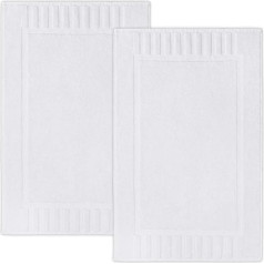 White Classic White Luxury Cotton Bath Mats Hotel Spa mazgājams cauruļu komplekts - 100% kokvilnas atgriezenisks viesnīcas kvalitātes vannas paklājiņu komplekts - 2 iepakojums - 22 x 34