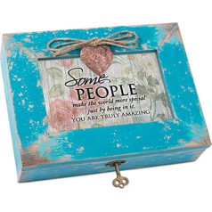 Kotedžas dārzs Daži cilvēki padara pasauli īpašu Teal Distressed Locket Music Box atskaņo brīnišķīgo pasauli