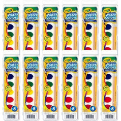 Crayola mazgājamie akvareļi 8 spilgtās krāsās, 12 krāsu komplekti bērniem, klases piederumi