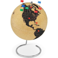 Liels korķa globuss 33 cm augsts ar 54 dažādām tapām — rotējošs korķa globuss — Pasaules globuss dāvanai globeotājiem — liels korķa globuss