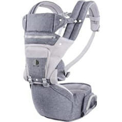 ebrainit version 2.0 Ergonomic 4 Positions Hipseat 2 in 1 Baby Carrier Newborn from Birth 100% Cotton 3D Mesh (Green)