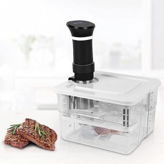 Vpcok Direct Sous Vide konteiners 7 vienā komplektā 12 l ar vāku un statīvu, paredzēts Garer Stick Professional, piemērots vairākiem zīmoliem, daudzfunkcionāls caurspīdīgs konteiners (vairākiem virzieniem)