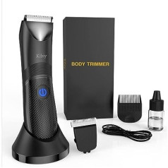 Kibiy Men's Intimate Razor with an Extra Ceramic Blade, IPX7 Waterproof Wet/Dry Body Hair Trimmer with LED Light and 3 Guide Combs, Type-C Charging