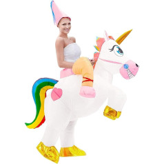 Tacobear Unisex Adult Inflatable Unicorn Rider Fancy Dress Costume, Halloween Costume for Men and Women with Hat