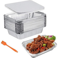 Efanty Aluminium Bowls with Lid 1000 ml Aluminium Grill Trays Pack of 30 Disposable Baking Mould Reusable Aluminium Drip Trays Gas Grill Perfect for Cooking Roasting Baking