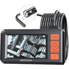 Depstech Endoscope Camera Dual Lens Inspection Camera with Light 7 Adjustable LEDs 4.3 Inch HD Screen 1080P Digital Endoscope 7.9 mm Lens IP67 Waterproof 5 m Semi-Rigid Cable 32 GB Memory Card