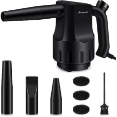 Anruzon Electric Dust Blower, Mini Compressed Air Spray with 3 Nozzles, Air Duster 35000 RPM, PC Cleaning Kit, Cleaner Portable Dust Blower for Laptop, Office Equipment, Household, Car, Keyboard