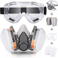 Faburo Respirator Half Mask Putekļu aizsardzības elpošanas maska ar aizsargbrillēm putekļu necaurlaidīgai izsmidzināmai krāsai