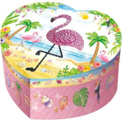 Pulio Pecoware heart-shaped music box - flamingo