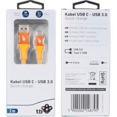 TB USB 3.0 kabelis — usb c 2m premium 3a orange tpe