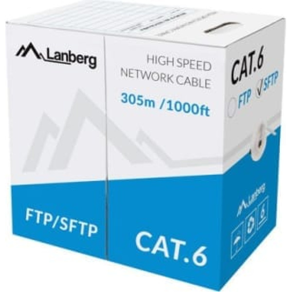 Lanberg Sftp kabelis Cat 6 cu 305 m pelēks ciets