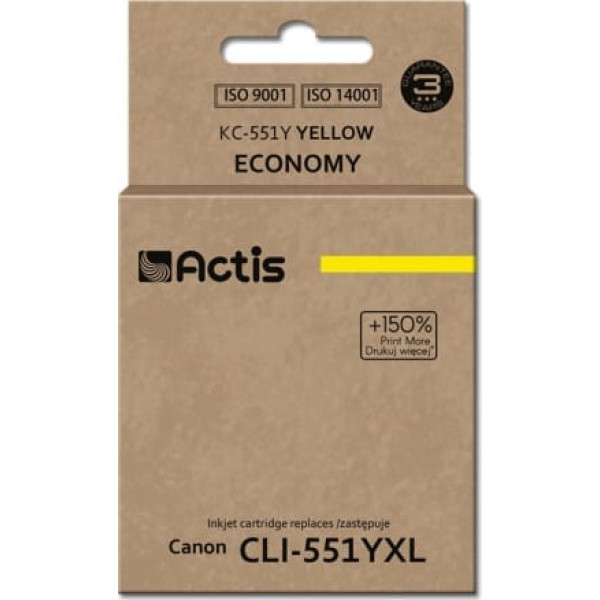 Actis kc-551y tinte (Canon Cli-551y aizstājējs; standarta; 12 ml; dzeltena)