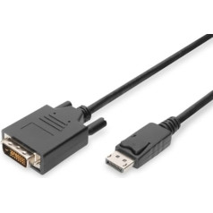 Digitus Displayport adaptera kabelis ar aizbīdni 1080p 60hz fhd tipa dp / dvi-d (24 + 1) m / m melns 2m