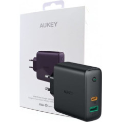 Aukey Pa-d3 2xusb strāvas padeves lādētājs (1xusb a+1xusb c) 60w 5.4a