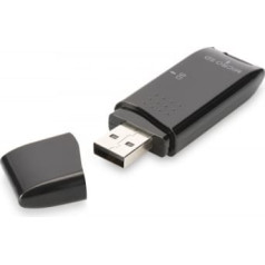 Digitus 2-portu usb 2.0 ātrgaitas sd/micro sd karšu lasītājs kompakts, melns