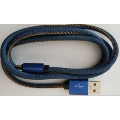 Gembird usb tipa c kabelis (metāla spraudņi, džinsa-džinsu neilona bize) 1m